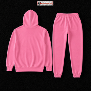 Ensemble de survêtement rose à capuche avec imprimé dessin animé, sweat-shirt et pantalon long, unisexe, décontracté, pour l'automne, 100% coton respirant, personnalisable - Product Image 6
