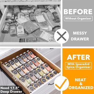 Organizzatore per cassetti da cucina a 4 livelli, largo 13 pollici, per 28 barattoli di spezie e 386 etichette per spezie - Product Image 2