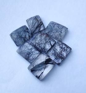 พลอยรูไทล์สีดำธรรมชาติ รูปทรงสี่เหลี่ยมผืนผ้า แบบตัดเช็คเกอร์ ขนาดปรับเทียบแล้ว สำหรับทำเครื่องประดับ - Product Image 1