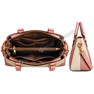 Best Fashion <b>Women</b> <b>Office</b> Handbag Other Material Color Contrast Satchel Purse with Double Handles Zipper Closure Stripe - Product Image 4
