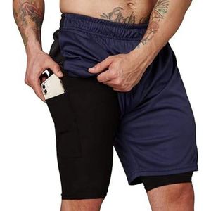 Affordable <b>Men</b>’s Double Layer Running <b>Shorts</b> Fitness Workout <b>Shorts</b> with Inner <b>Compression</b> - Product Image 2