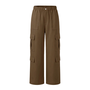 Pantalones Cargo de Pierna Ancha para Mujer, Cintura Alta Elástica, Ajuste Holgado, Poliéster de Secado Rápido, Múltiples Bolsillos, Ropa Urbana, Comodidad para Exteriores - Product Image 4