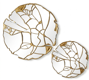 Modern Abstract Aluminum <b>Frame</b> Wall <b>Mirror</b> <b>Gold</b> Finish Decorative Organic Leaf Shape Hanging Wall <b>Mirror</b> Luxury Home Decor - Product Image 5