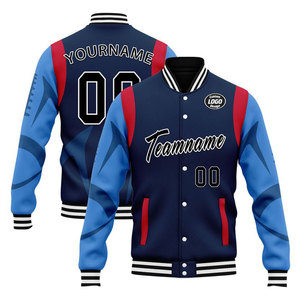 Veste de baseball pour homme en polyester de qualité supérieure, respirante, avec doublure isolante, fermeture éclair, ourlet côtelé, style décontracté streetwear, OEM - Product Image 1