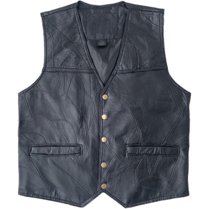 Gilet en cuir premium pour homme, sans manches, décontracté, style motard vintage, vêtement d'extérieur en cuir souple et confortable - Product Image 6