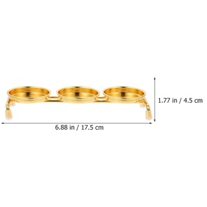 Bougeoir chauffe-plat à trois tasses rondes bougeoir en métal doré anti-dérapant caractéristique décorative fournitures d'éclairage en métal de qualité supérieure - Product Image 3