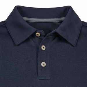 Polo bleu marine pour homme avec accents gris sur les manches, manches courtes, col classique - Product Image 4