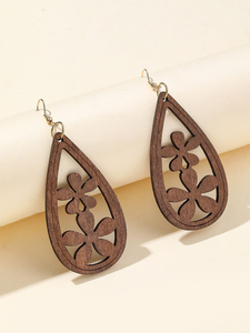 Pendientes de Madera Pulida de Moda para Mujer, Estilo Ángel Moderno, Cristal Natural Curativo, Duraderos, Regalos para Bodas, Ecológicos - Product Image 3