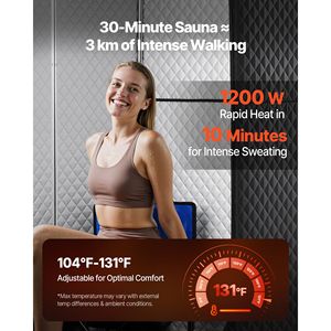 Sauna a Vapore Portatile per Casa, Tenda per 1 Persona con 1 Sedia Pieghevole, Sicura e Telecomandabile, in Legno di Hemlock Migliorato per Uso Domestico - Product Image 3
