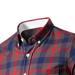 Mens Button Down Check Shirt Contemporary Plaid Business Casual Shirt Lightweight Cotton Factory Wholesale Export - Product Image 3