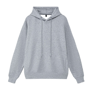 Sudadera con Capucha Unisex Extra Grande, Bordada, Forrada, de Algodón Gris, Felpa Francesa, Corte Regular, Informal, para Primavera - Product Image 1
