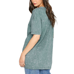 Camiseta de Verano para Mujer, Lavado Ácido, 180GSM, Algodón Transpirable, Ecológica, Estilo Vintage, Informal, Personalizable, Marca Privada OEM - Product Image 4