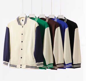 Blouson universitaire personnalisé avec logo, unisexe, grandes tailles, uni, teint, col montant formel, polaire épaisse, respirant, écologique - Product Image 1