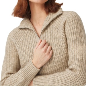Suéter de Algodón/Fibra de Bambú para Mujer, Cuello Alto, Color Sólido, Delgado, con Apliques Frontales, Personalizable, Corte Holgado, Otoño, Venta al Por Mayor - Product Image 3
