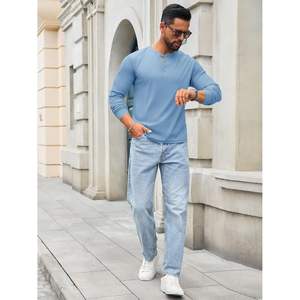 2025 Henley camisas de manga larga para hombre, Camisetas básicas ligeras informales con diseño de botón Waffle - Product Image 5