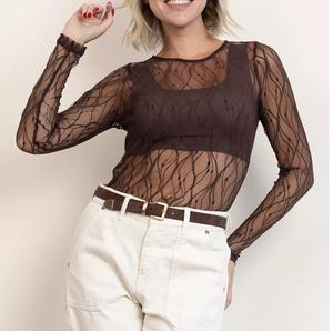 T-shirts en maille transparente blanche respirante de haute qualité pour femmes, coupe ajustée, style crop top - Product Image 4