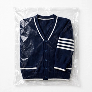 Custom Logo Wholesale <b>Women</b> Preppy V-Neck Knit <b>Cardigan</b> <b>Navy</b> Blue Contrast Trim Button Up Sweater with Sleeve Stripes - Product Image 6