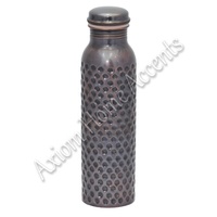 Bouteille d'eau en cuivre pur Motivational Gym 1 Litre – Vaisselle écologique pour l'hydratation, durable, faite à la main, White Axiom Home