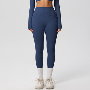 Leggings respirants à découpes en maille, ensemble de pantalons de yoga de couleur unie, leggings taille haute pleine longueur, vêtements de sport dos nageur - Product Image 5