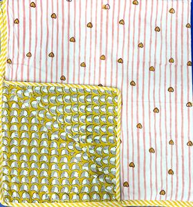 New Arrival 2026 Beautiful Small Elephant Pattern <b>Yellow</b> Color 100% Cotton Baby Dohar Quilt Reversible Bedsheets For <b>Bedding</b> - Product Image 5