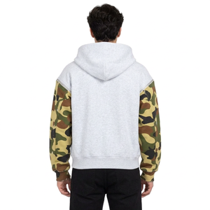 <b>Men's</b> Oversized Fleece 100% Cotton <b>Grey</b> Camouflage Pullover Hoodie Streetwear Hooded <b>Sweatshirt</b> with Pockets - Product Image 2