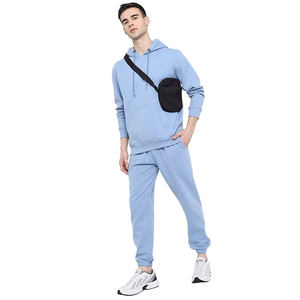 Ensembles deux pièces pour hommes de marques célèbres, survêtements à capuche, veste personnalisée, coupe ajustée, en Spandex/Coton avec empiècements latéraux, décontracté d'hiver - Product Image 6