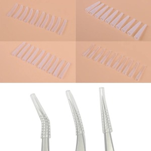 Juego de 10 Pinzas de Acero Inoxidable de Diseño Moderno para Injerto de Pestañas, Pinzas Curvas para Cejas, Reutilizables - Product Image 1