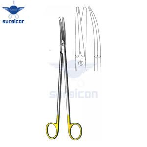 Ciseaux Gorney 17 cm (6-3/4 pouces) à pointes plates courbées, en carbure de tungstène TC doré, ciseaux chirurgicaux en acier inoxydable de précision - Product Image 3