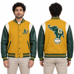 Blouson universitaire en cuir avec corps en laine, style baseball, écusson personnalisé, fabricant en gros, commandes en gros, marque privée, fournisseur OEM - Product Image 2