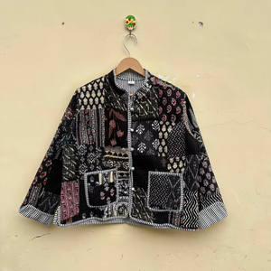 Chaqueta india hecha a mano 100% algodón, ecológica, acolchada, antiarrugas, transpirable, de secado rápido, con bolsillo frontal, corte regular, para otoño/invierno - Product Image 1