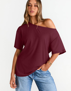 T-shirt en coton doux pour femmes, tee-shirt décontracté pour femmes, manches courtes, respirant, uni, t-shirt en coton d'été, logo personnalisé - Product Image 2