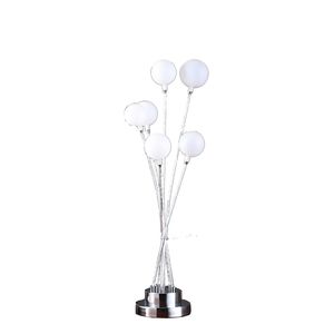 Lampada da tavolo a LED in alluminio da 27,5 pollici con 6 luci, globo in acrilico e finitura in metallo cromato, design Chrysanthe Silver - Product Image 1
