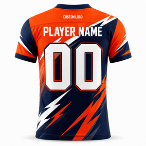 เสื้อฟุตบอลพิมพ์ลายตามสั่ง แบบซับลิเมชั่น คอวี แขนสั้น ระบายเหงื่อได้ดี ทรงแอธเลติก สีส้มกรมท่าขาว สำหรับทีม ฤดูร้อน - Product Image 2