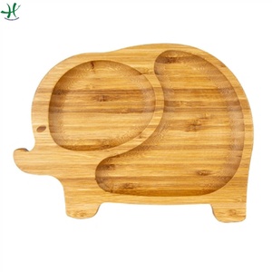 Bandeja de comedor redonda de bambú natural ecológica, plato de comida para servir a los niños de Material PP con platos estampados - Product Image 4