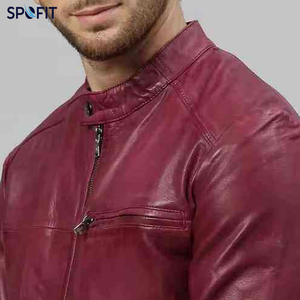 Chaqueta de Cuero PU para Hombre al por Mayor, Cuello Alto, Cierre de Cremallera, Estilo Motero, Color Sólido, Corte Ajustado, para Otoño - Product Image 3