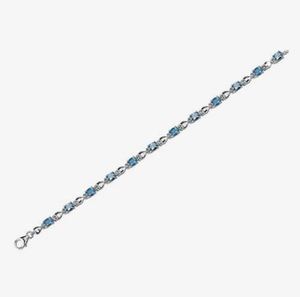 Pulsera de tenis elegante y minimalista de plata de ley chapada en oro con topacio azul de Londres, corte ovalado, 5.5 quilates, certificada, para aniversario - Product Image 5