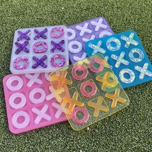 Molde de silicona rosa de resina orgánica con patrón en forma de X y O para Tic Tac Toe (Tres en Raya) y Juego de Mesa DIY de Resina - Product Image 5