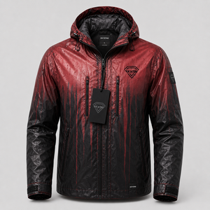 OXYTAG Men's Hooded Windbreaker <b>Jacket</b> <b>Red</b> Black Heat Reactive <b>Waterproof</b> Sporty Zipper Closure windbreaker <b>Jacket</b> Winter Wear - Product Image 1