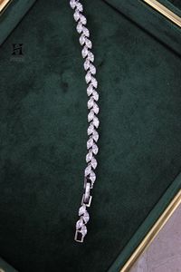 กำไลข้อมือหินทรงมาร์คีส์ขายส่ง, กำไลเทนนิสลายใบไม้ชุบเงิน, เครื่องประดับสำหรับงานปาร์ตี้และชุดเจ้าสาว - Product Image 3