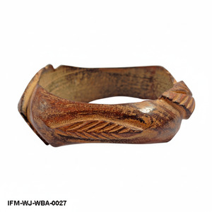 Bracelet en bois sculpté à la main de style vintage, motif feuille tropicale gravée, bijou ethnique bohème tendance - Product Image 5