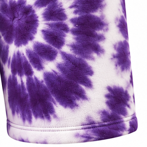 Custom <b>Mens</b> Tie Dye <b>Fleece</b> <b>Shorts</b> With Chenille Embroidery Elastic Waist Drawstring Side Pockets Wholesale Streetwear Production - Product Image 5