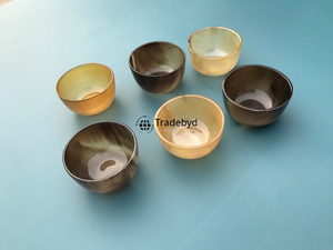 Bol rond en corne artisanal de luxe, décoration de table à manger haut de gamme par Tradebyd - Product Image 2