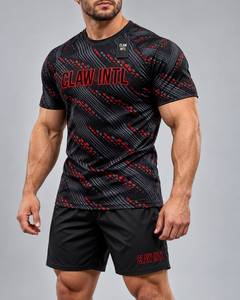 Conjunto de Camiseta de Fútbol para Hombre CLAW INTL, Negro y Rojo, Impresión Sublimada, Transpirable, Manga Corta, Cuello Redondo, Poliéster - Product Image 3