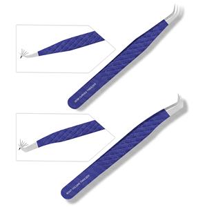 Pince à épiler d'extension de cils de marque privée de conception personnalisée poignée en diamant en acier inoxydable avec couches métalliques minces épaisses pointe pointue - Product Image 5