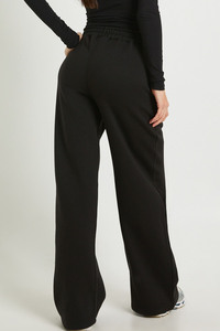 Pantalones de chándal negros de pierna ancha para mujer, de corte holgado informal, de cintura alta, de pierna recta, pantalones deportivos para descanso, conjunto al por mayor - Product Image 2