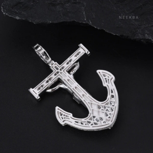 Pendentif Crucifix Ancre en Moissanite Sertie à la Main, Argent 925, Moissanite Baguette VVS, Pendentif Croix Hip Hop, Bijoux Streetwear Iced Out - Product Image 6