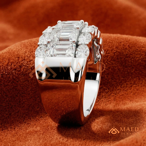 Luxury Statement <b>Ring</b> 925 Sterling <b>Silver</b> <b>Emerald</b> and Oval Cut Lab Diamond Wedding <b>Ring</b> for Women <b>Emerald</b> Cut wedding bands. - Product Image 3