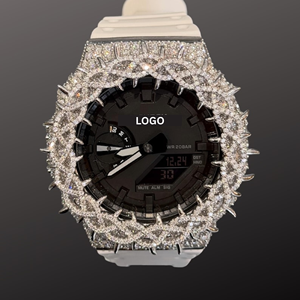 Montre de luxe Moissanite VVS sertie de diamants avec mouvement à quartz G-Shock et finition haut de gamme pour cadeau de mariage ou de fiançailles unisexe - Product Image 1