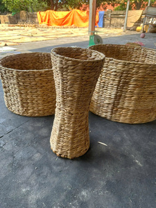 BLUE LOTUS Traditional Eco-Friendly Water Hyacinth Hand Woven Planter <b>Basket</b> with Multiple Section for Home - Product Image 5