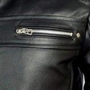 Men's Black Genuine Leather Motorcycle Jacket Stand Collar Zipper Closure Slim Fit Moto Style Autumn Wear - Product Image 5
